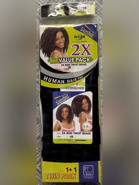 Janet collection. Noir premium synthetic hair. 2x Rod twist pack.
